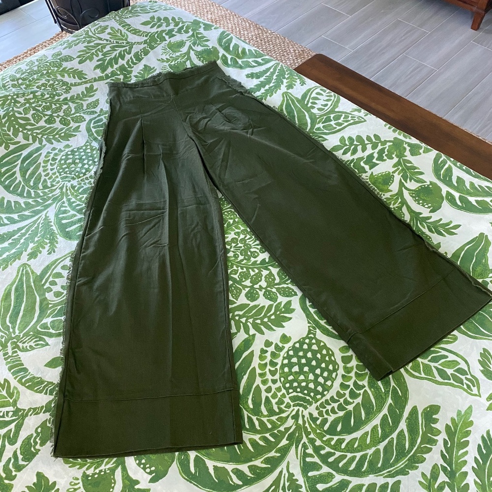 Hadassa Store Olive High Rise Wide Leg Pants Sz M